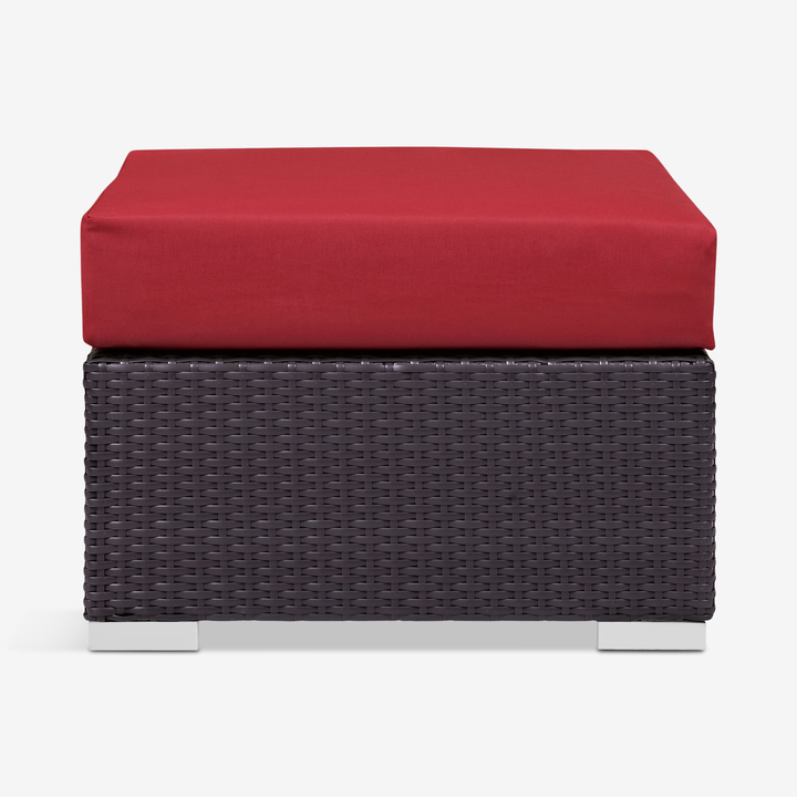 Tolliver Outdoor Ottoman, Red