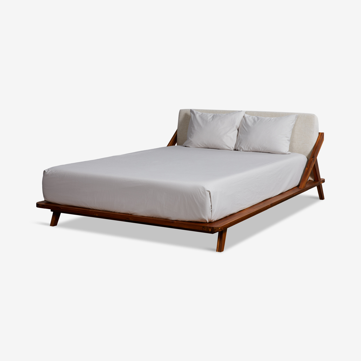 Drommen Acacia Wood Bed, Ivory, King