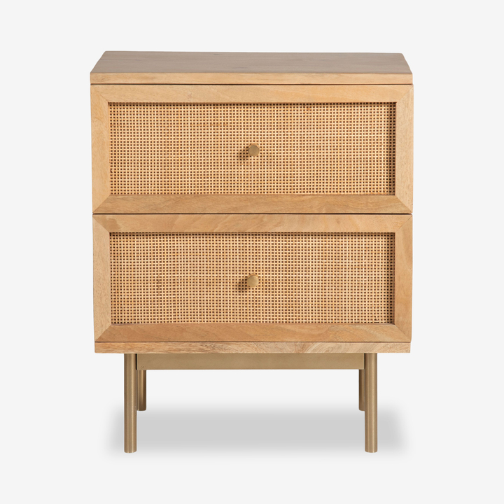 Liza Two Drawer Nightstand, Natural