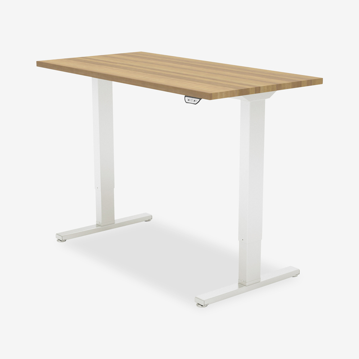 Ryze Sit/Stand Desk, Maple Top with White Base